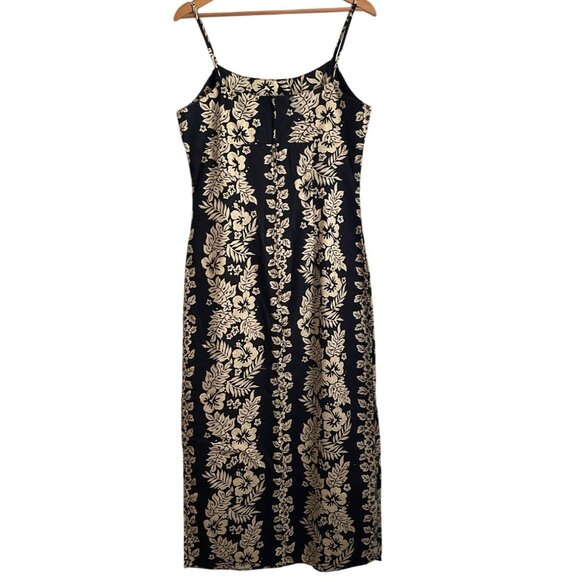 Vtg 90s KYs Empire Waist Maxi Sundress Size Large Hawaiian Floral Made in Hawaii - Picture 2 of 10